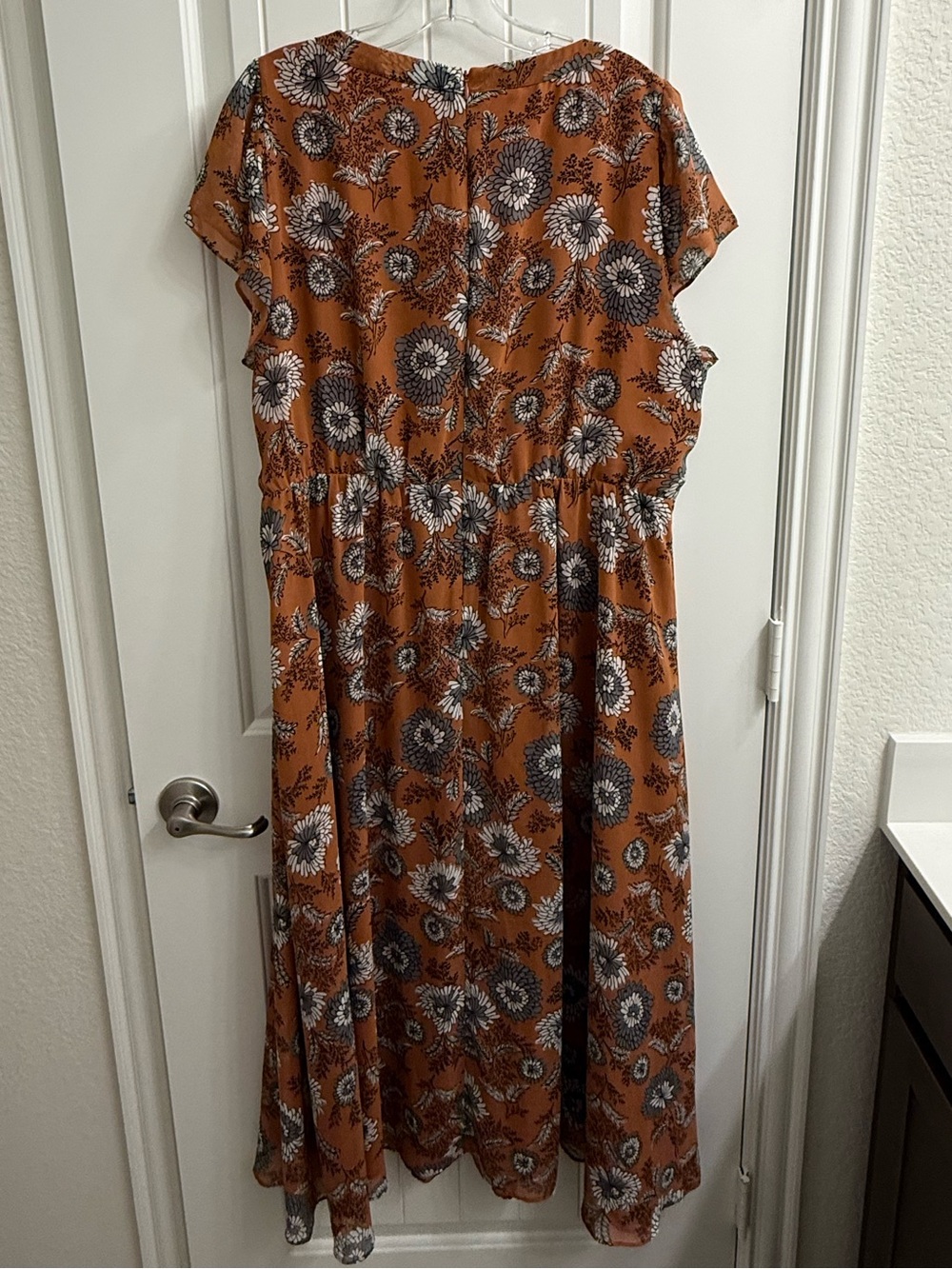 Madewell sheer sleeve Floral Midi Dress sz 18 - Picture 8 of 12